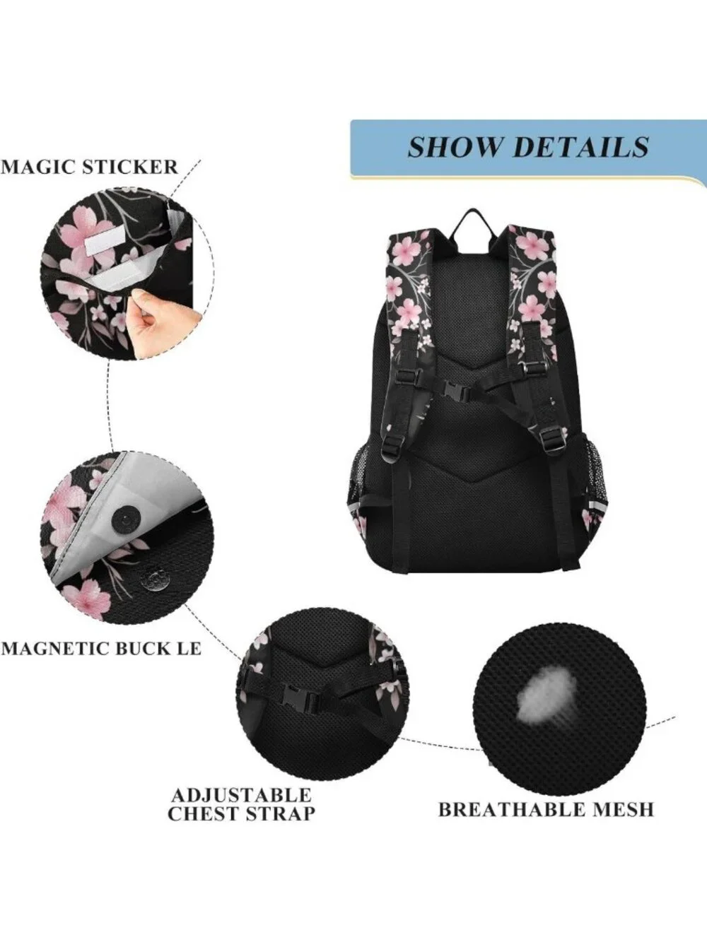 Floral Cherry Blossom Laptop Backpack Purse for Women & Men - Casual Travel Bag